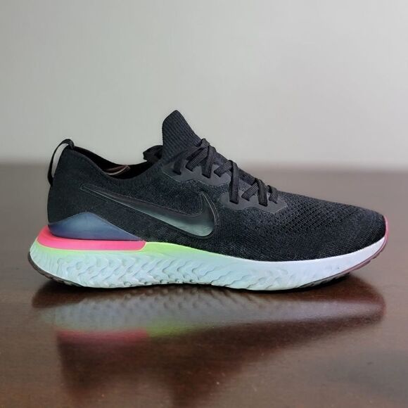 Nike Epic React Flyknit 2 Men's Running Shoes Size 10 Black White Gray Comfort - Picture 6 of 11